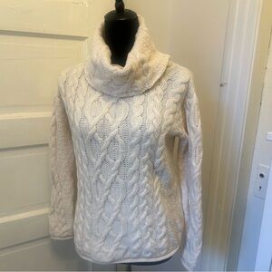 ARAN Sweater Market Cozy Cable Knit Wool Fisherman Fall Turtleneck Sweater